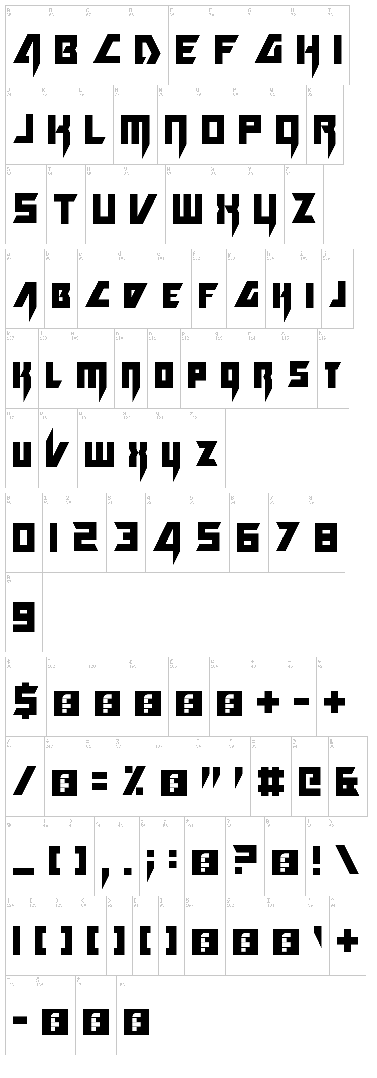 Death Hector font map